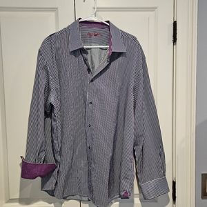 Robert Graham purple striped and Paisley cuff shirt extra large men's
